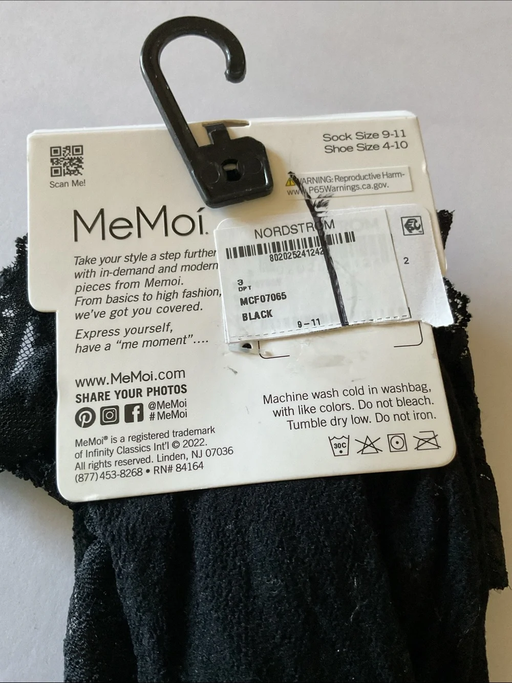 MEMOI WOMENS LACE RUFFLE TOP SOCKS BLACK OS NWT